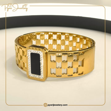 Pyari Jewellery Rectangular Black Stone Gold-Tone Bracelet for Women & Girls