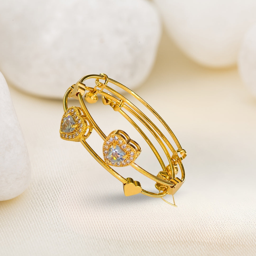 Pyari Jewellery Heart Zircon Gold-Plated Bracelet