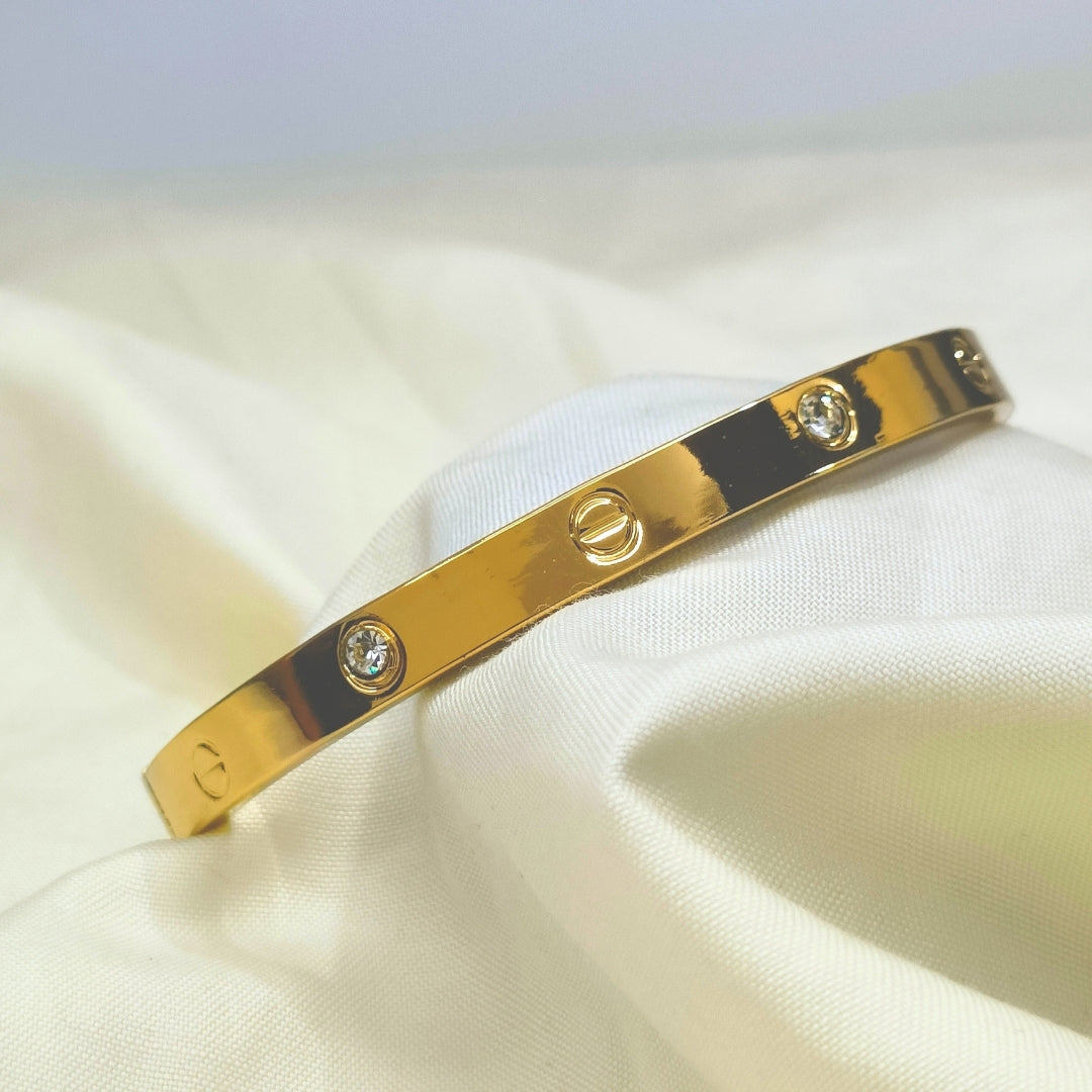 Pyari Jewellery Gold-Plated Crystal Screw Bracelet | Premium Artificial Jewelry Bangle for Women