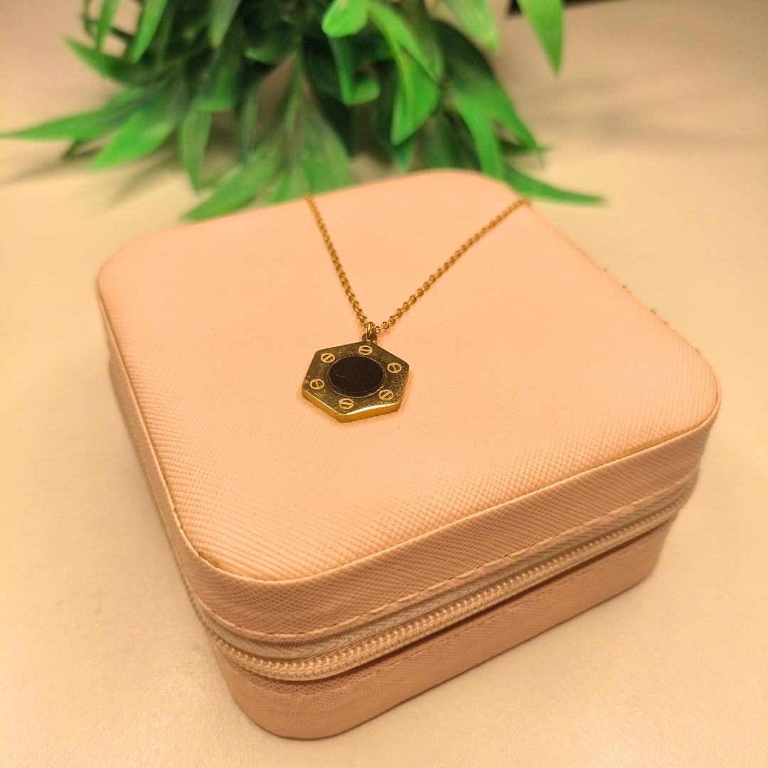 Black Hexagon Gold-Plated Jewelry Set | Artificial Jewelry for Women