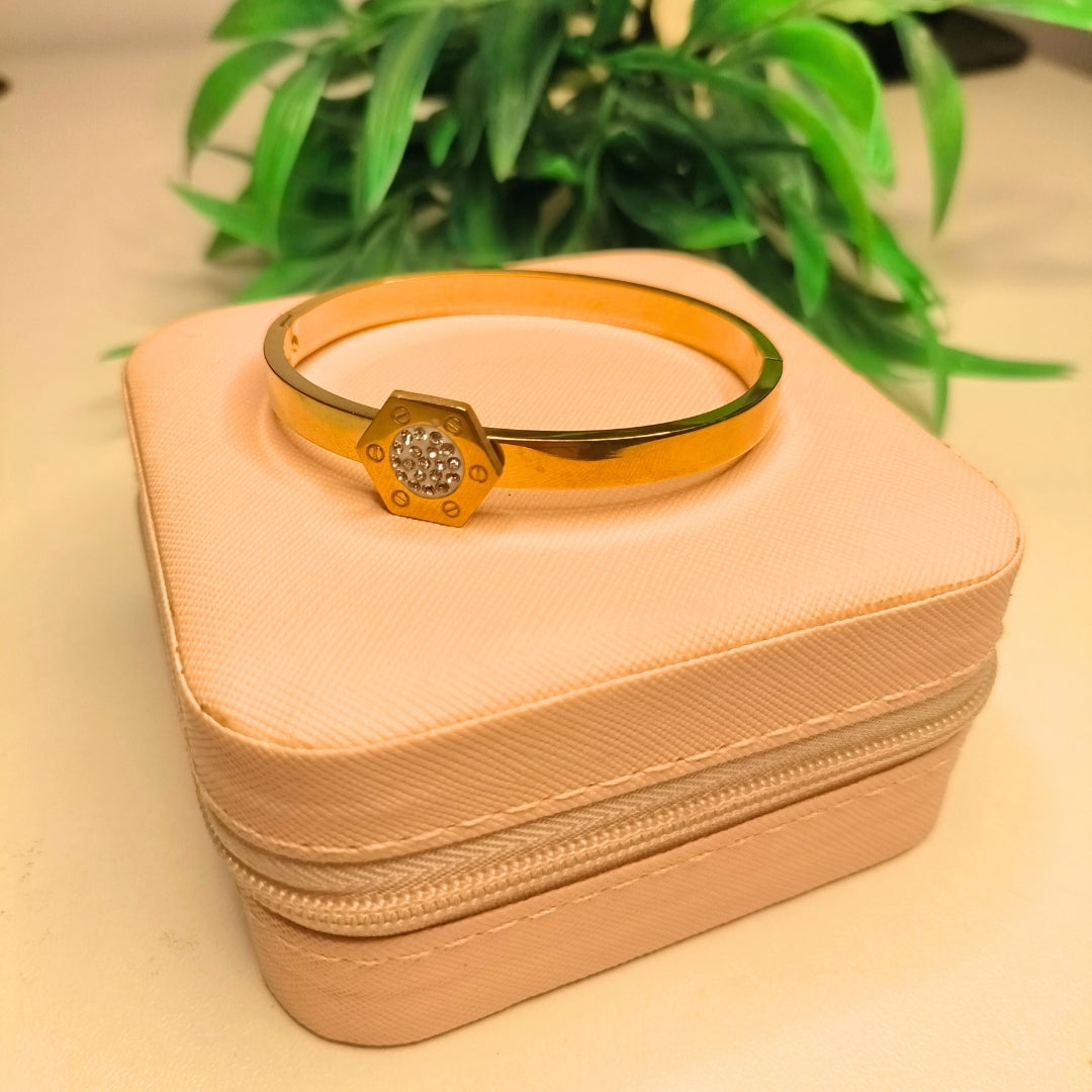 Crystal Hexagon Gold-Plated Jewelry Set | Artificial Jewelry for Women