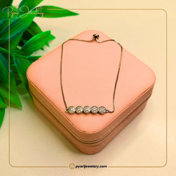 Elegant Five-Crystal Disc Silver-Plated Necklace | Artificial Jewelry for Women