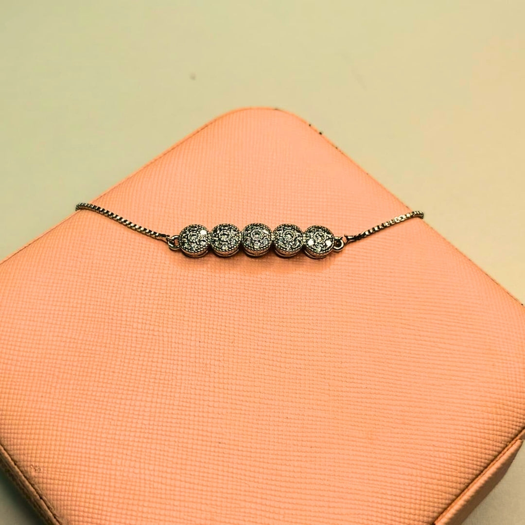 Elegant Five-Crystal Disc Silver-Plated Necklace | Artificial Jewelry for Women