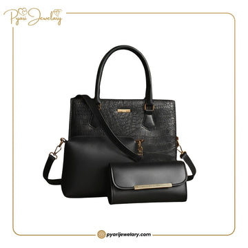Elegant Textured Handbag Set – 3-Piece Premium Collection for Women
