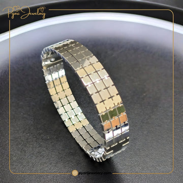 Pyari Jewellery Silver-Tone Grid Pattern Bracelet – Premium Artificial Jewelry for Men & Women