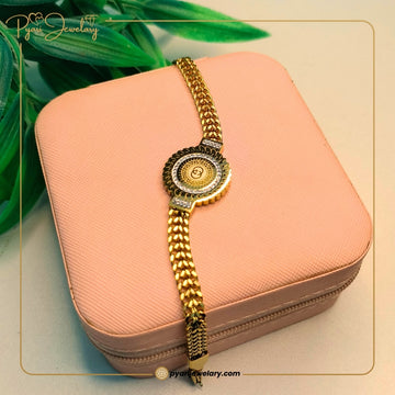 Pyari Jewellery Gold-Tone Chain Bracelet with Circular Charm