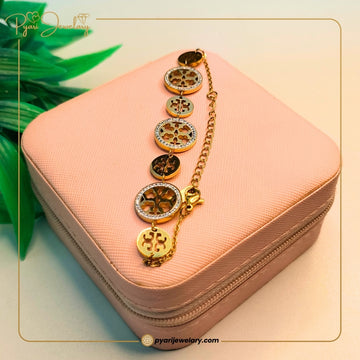 Pyari Jewellery Elegant Gold Plated Circle Charm Bracelet for Women