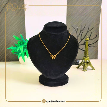 Pyari Jewellery Gold Bow Pendant Necklace – Elegant Artificial Chain for Women