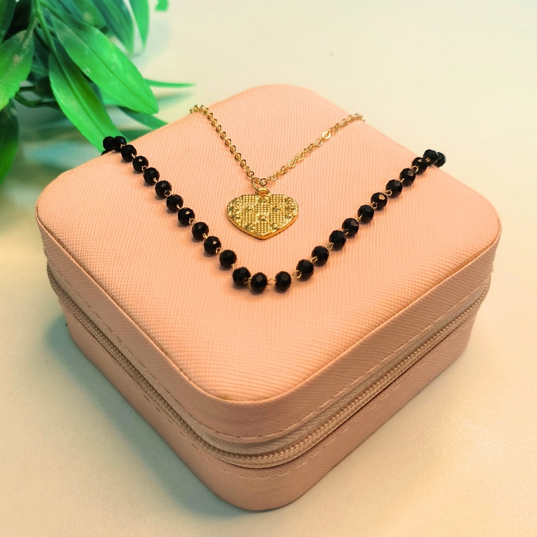 Pyari Jewellery Gold Heart Pendant Dual Layer Necklace