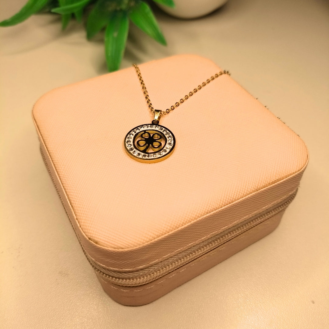 Pyari Jewellery Gold Crystal Pendant Necklace & Earrings Set | Elegant Floral Jewelry for Women