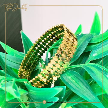 Pyari Jewellery Textured Gold Statement Bracelet | Premium Expandable Bangle for Women