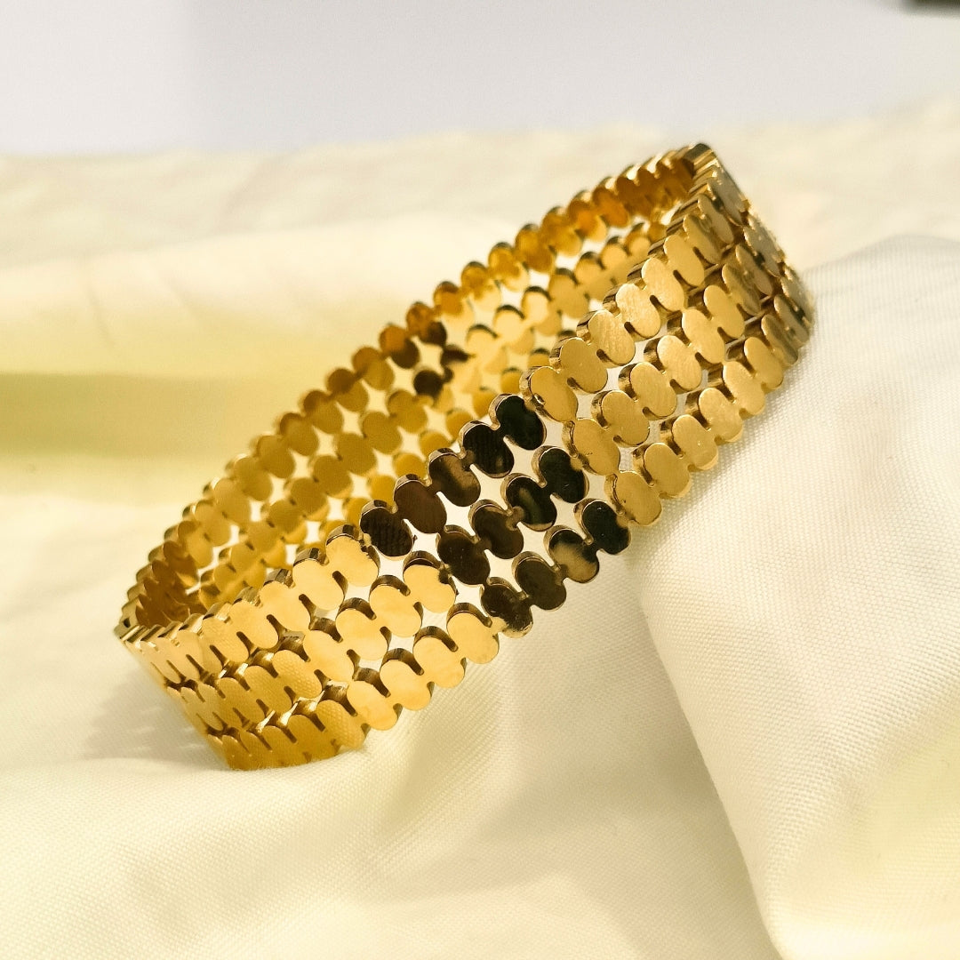 Pyari Jewellery Textured Gold Statement Bracelet | Premium Expandable Bangle for Women