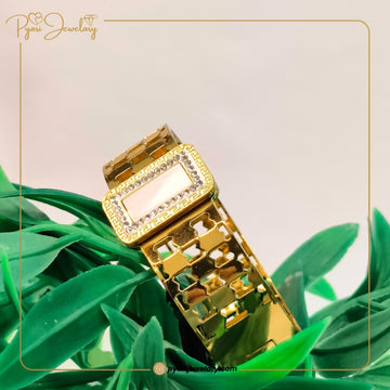 Pyari Jewellery Premium Gold-Finish Rectangle Dial Bracelet